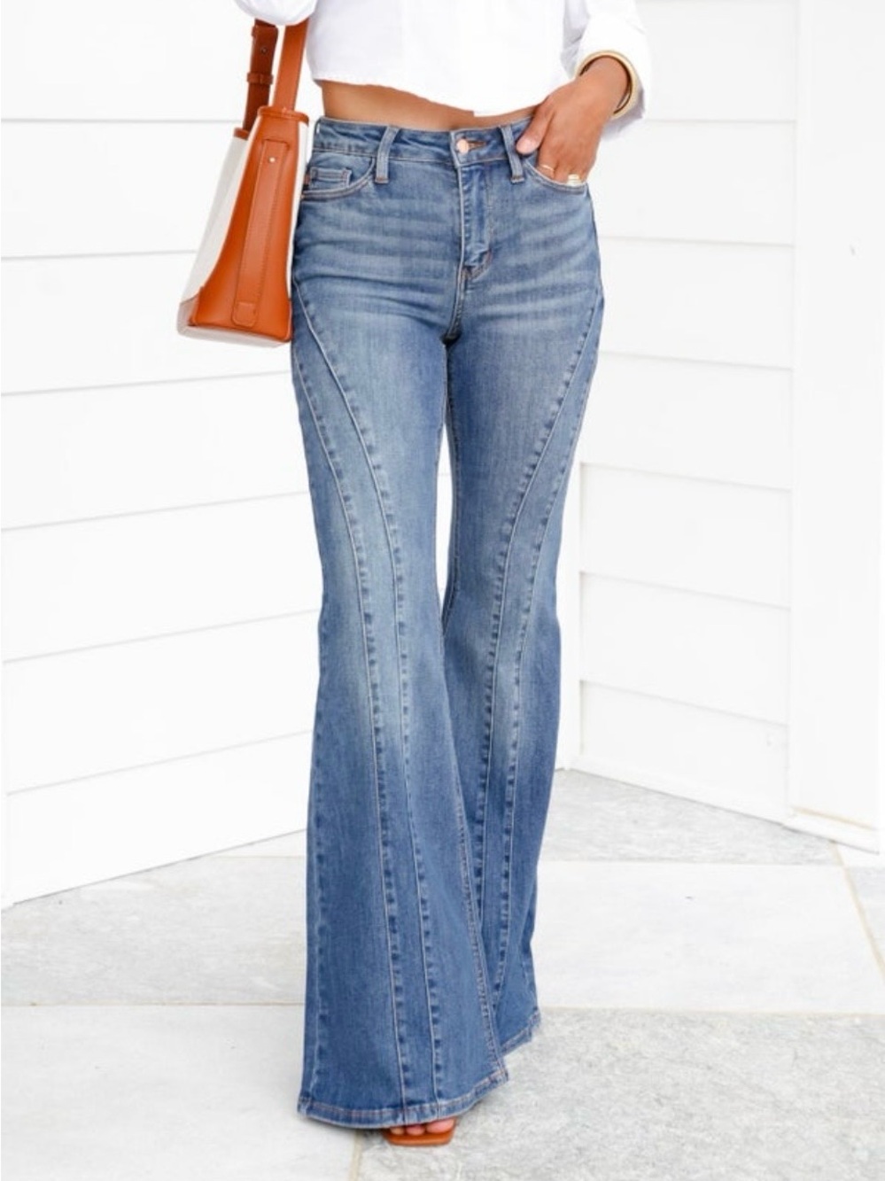 Judy Blue Golden Hour Mid Rise Flare Jeans with Double Angular Seam - Size 11